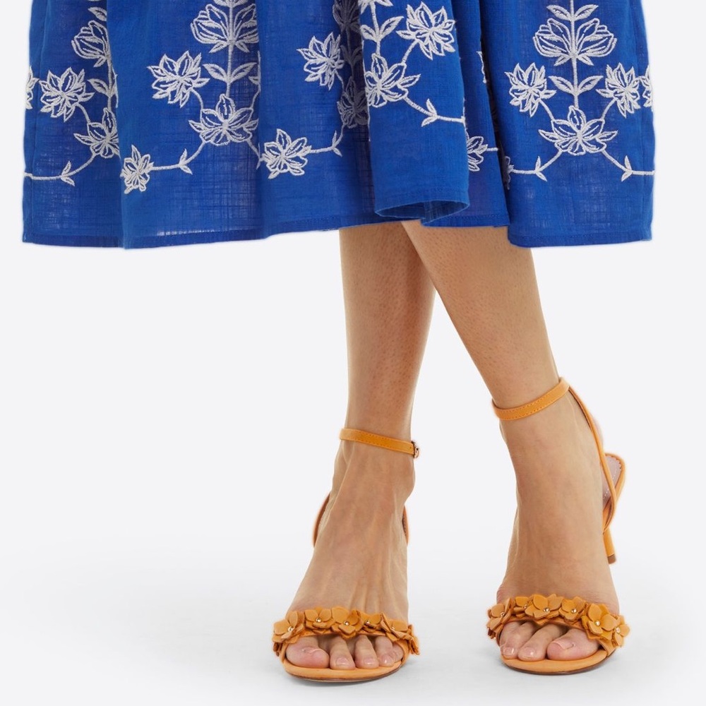 Draper James | Yellow Floral Alice Ankle Strap Heels in Peach 40 9